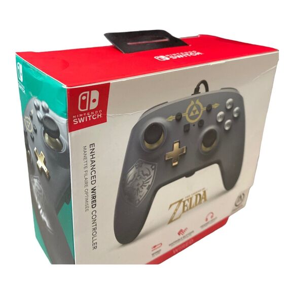 NINTENDO SWITCH ENHANCED WIRED CONTROLLER LEGEND OF ZELDA HYLIAN SHIELD POWERA” - Picture 3 of 8